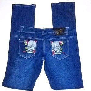#M RARE Vintage New Ed Hardy Skulls Jeans 27 32 L